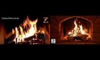 Fireplace with faint Classical Piano Music