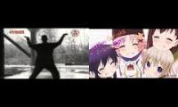 Gakkou gurashi op mixed in with some rap song that has the same 124 bpm