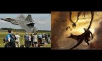 Awesome F-22 Raptor Falls/freefall from sky in full control 4K vs Two Steps From Hell - Dragon Rider