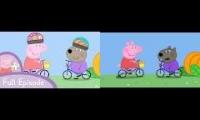 Peppa pig bicycles helmets vs no helmets