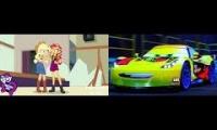 My Little Pony Equestria Girls Constructive Criticism With Cars 2 Oil Rig Battle Race