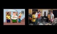 (Family Guy) Joe vs Peter Cleveland & Quagmire Fight Scene Original vs Live Action