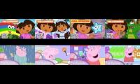 All 4 Dora the Explorer and 4 Peppa Pig Episodes Playing at Once