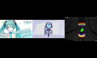 Thumbnail of 3 videos playing at once hatsune miku fnadroid and computer core